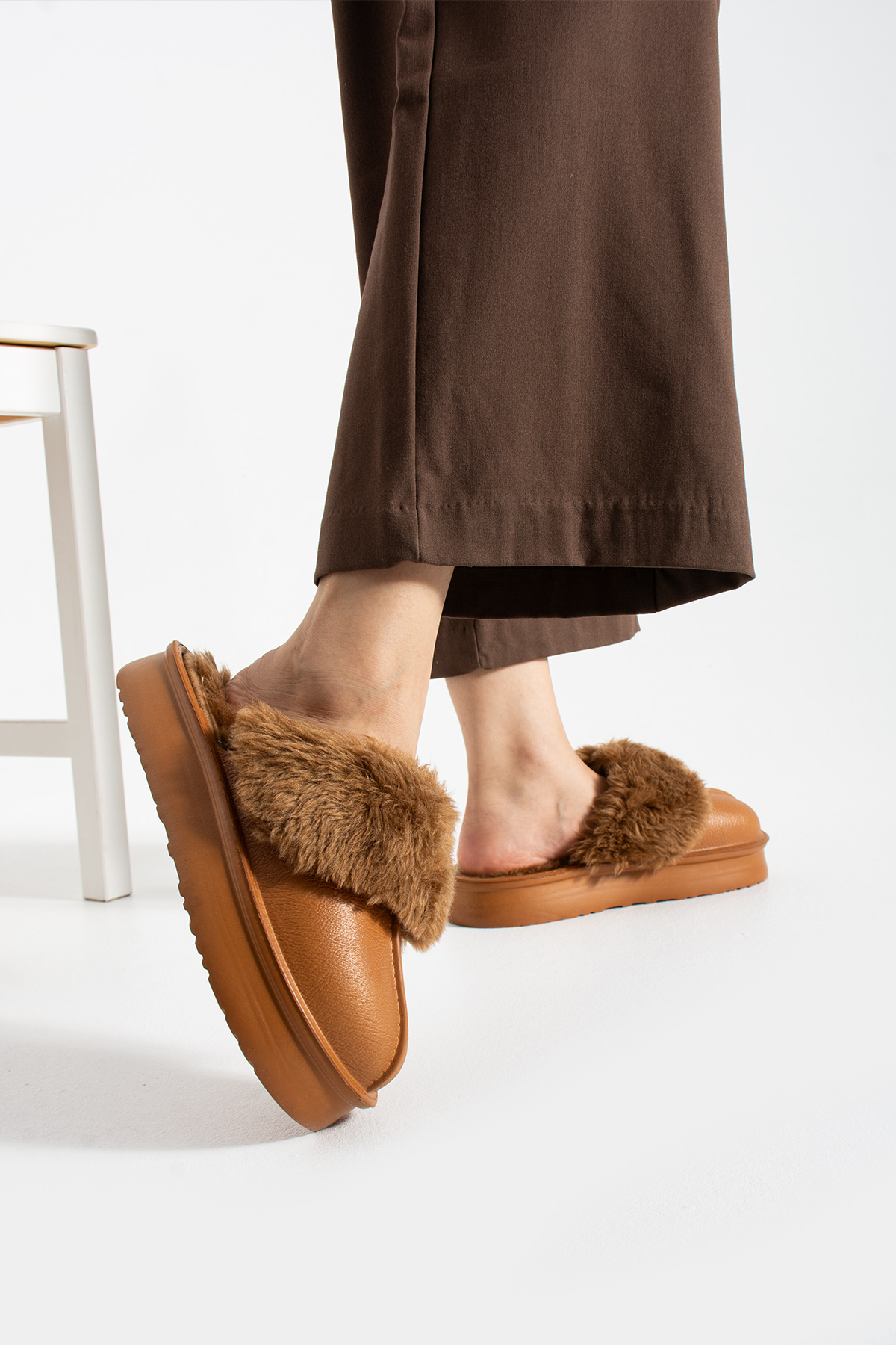 Taba Yıkanabilir İç Astar Peluşlu Yüksek Taban Eva Kışlık Kadın Terlik FT0101
