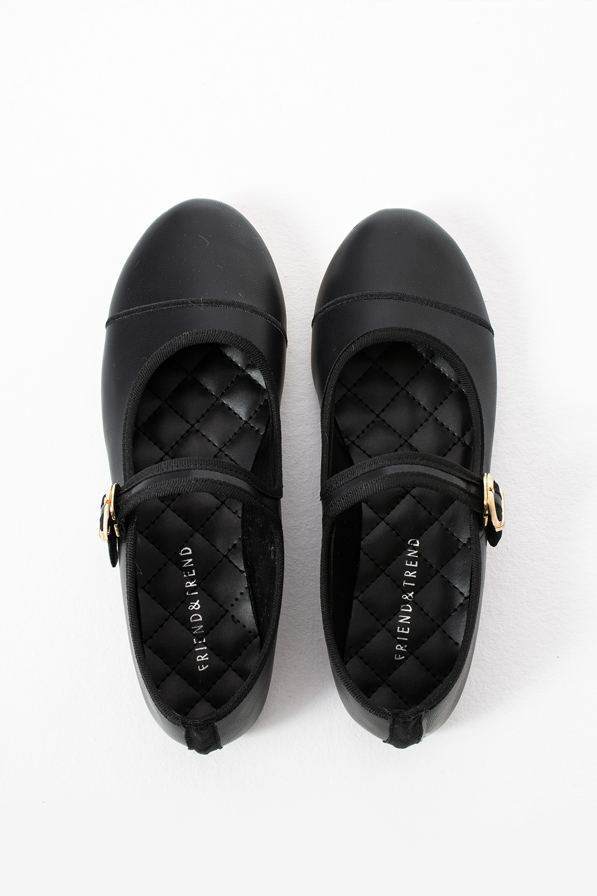 Siyah Mat Deri Nakış Detaylı Tokalı Kemer Düz Taban Kadın Babet FT6015