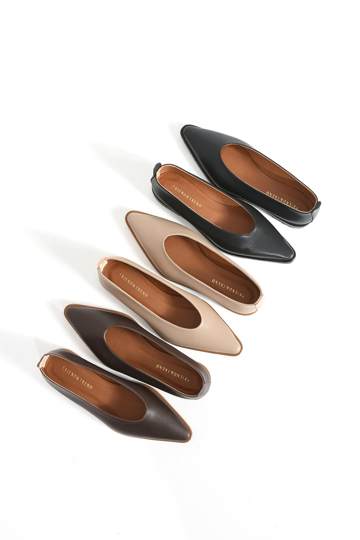 Vizon Cilt Deri Sivri Burun Düz Taban Kadın Babet FT7008