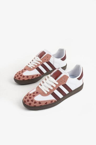 Siyah Beyaz Şeritli Düz Taban Bağcıklı Kadın Spor Ayakkabı SMB555