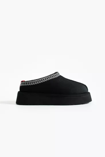 Kışlık Kadın Terlik Süet İçi Kürklü Kalın Taban Krem FT140