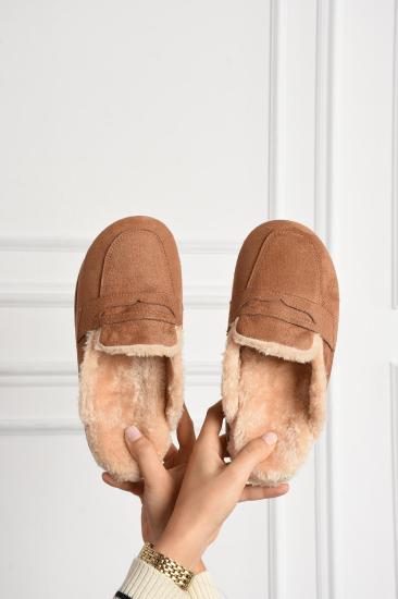 Taba Süet İçi Kürklü Düz Taban Kışlık Kadın Terlik FT0855